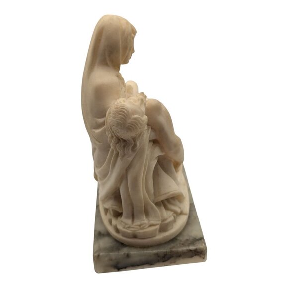 Vintage Pieta Mary & Jesus Resin Figurine With Marble Base Religious Sculpture - Picture 7 of 14